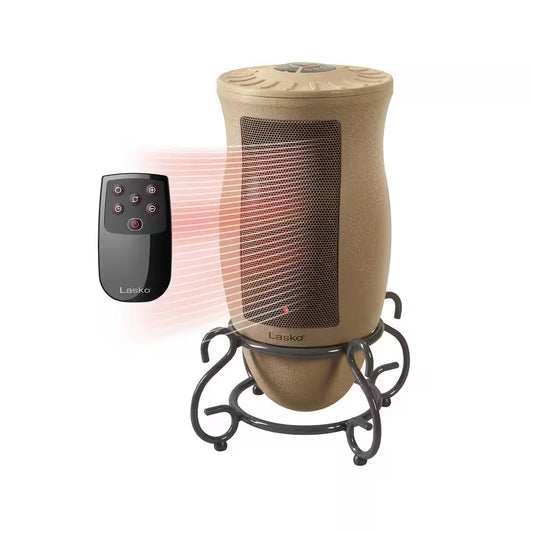 Designer Series 1500W 16 In. Beige Electric Tower Ceramic Space Heater with Timer, Thermostat, and Remote Control