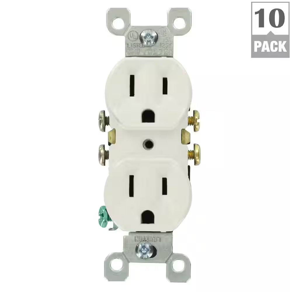 15 Amp 125 V Duplex Outlet/Receptacle, White (10-Pack) 5320-WMP