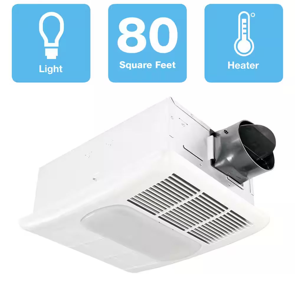 Radiance Series 80 CFM Ceiling Bathroom Exhaust Fan with Light and Heater