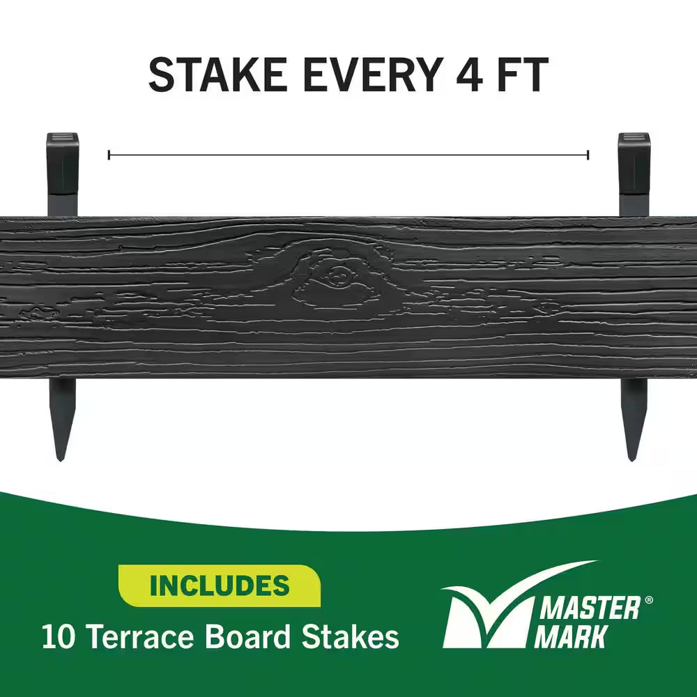 Terrace Board 5 In. X 40 Ft. Black Landscape Lawn Edging with Stakes