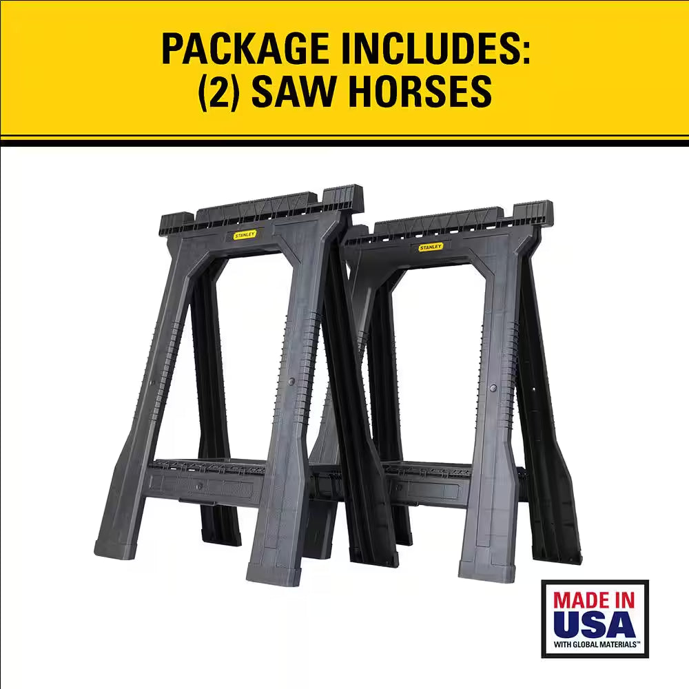 4 In. W X 32 In. H Plastic Folding Sawhorse (2 Pack)