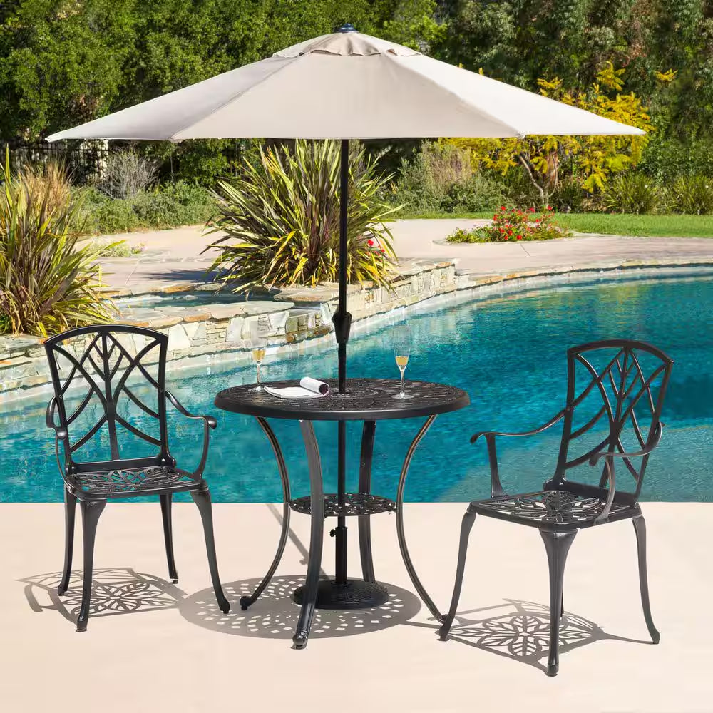 Black Resin and Concrete Outdoor 22 Lb. 18 In. round Patio Umbrella Base, for 1.5 In. Umbrella Poles