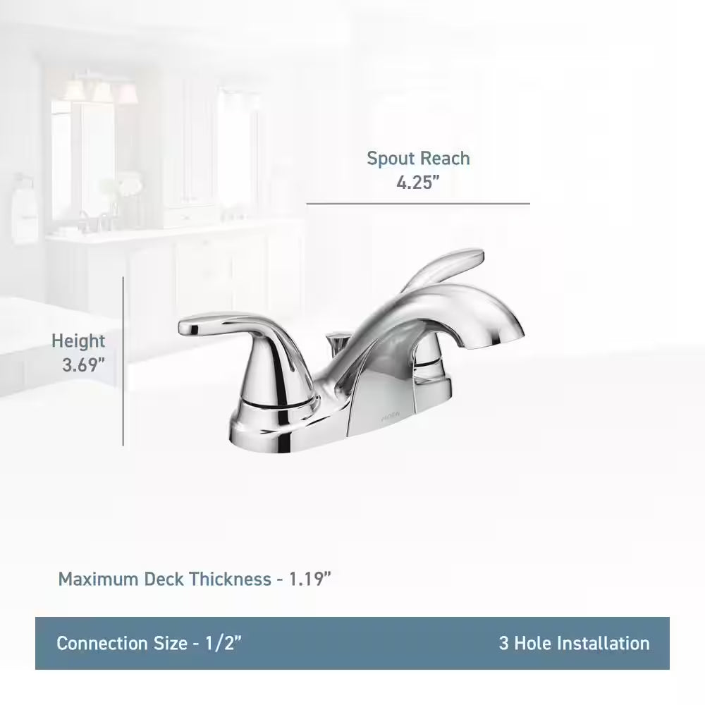 Adler 4 In. Centerset 2-Handle Low-Arc Bathroom Faucet in Chrome