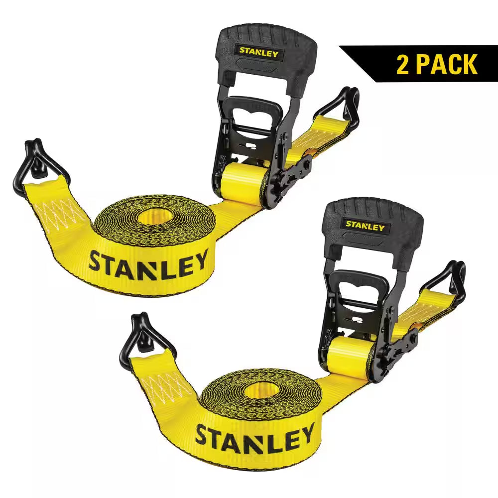 1.5 In. X 16 Ft. Ratchet Straps 3300 Lbs. Break Strength (2-Pack)