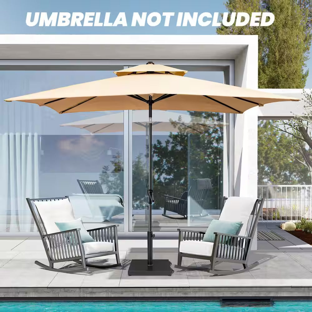 40 Lbs. Patio Umbrella Base with Wheels Outdoor Heavy Duty Square Concrete Market Umbrella Stand in Black