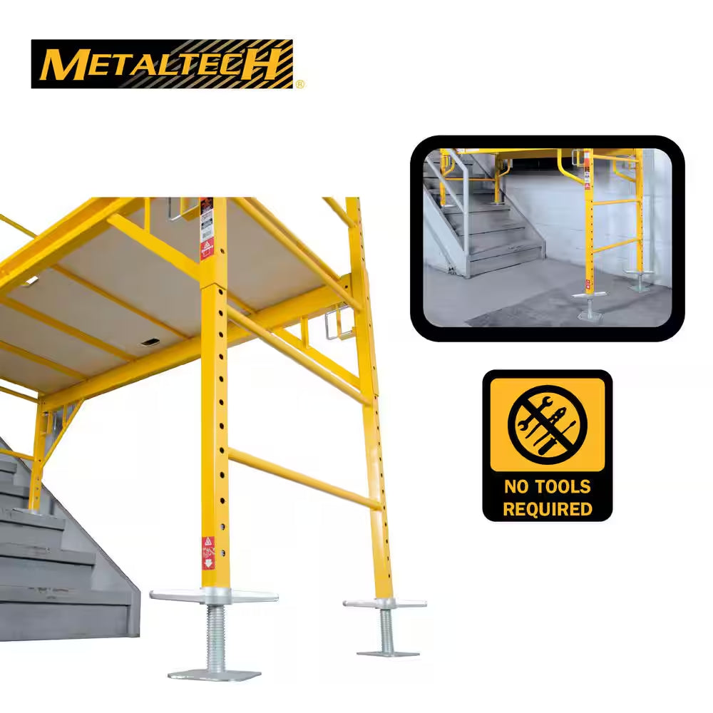 12 In. Galvanized Steel Leveling Jacks Adjustable up to 6 Inches for Baker Scaffolding, 4-Pack