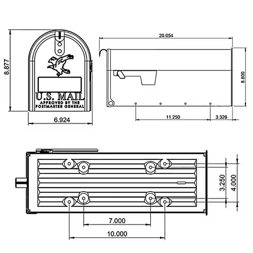 Elite Green, Medium, Steel, Post Mount Mailbox