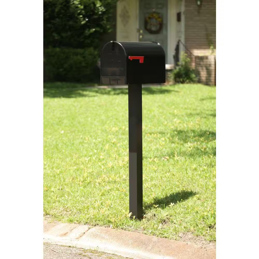 Stanley Black, Extra Large, Steel, Post Mount Mailbox