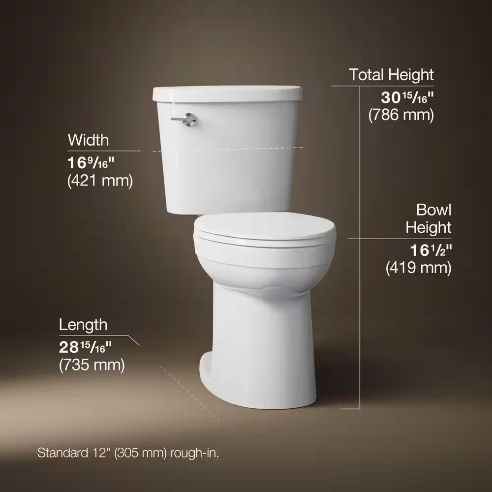 Joist 2-Piece Complete Solution 1.28 GPF Single Flush Elongated Toilet in White (Seat Included)