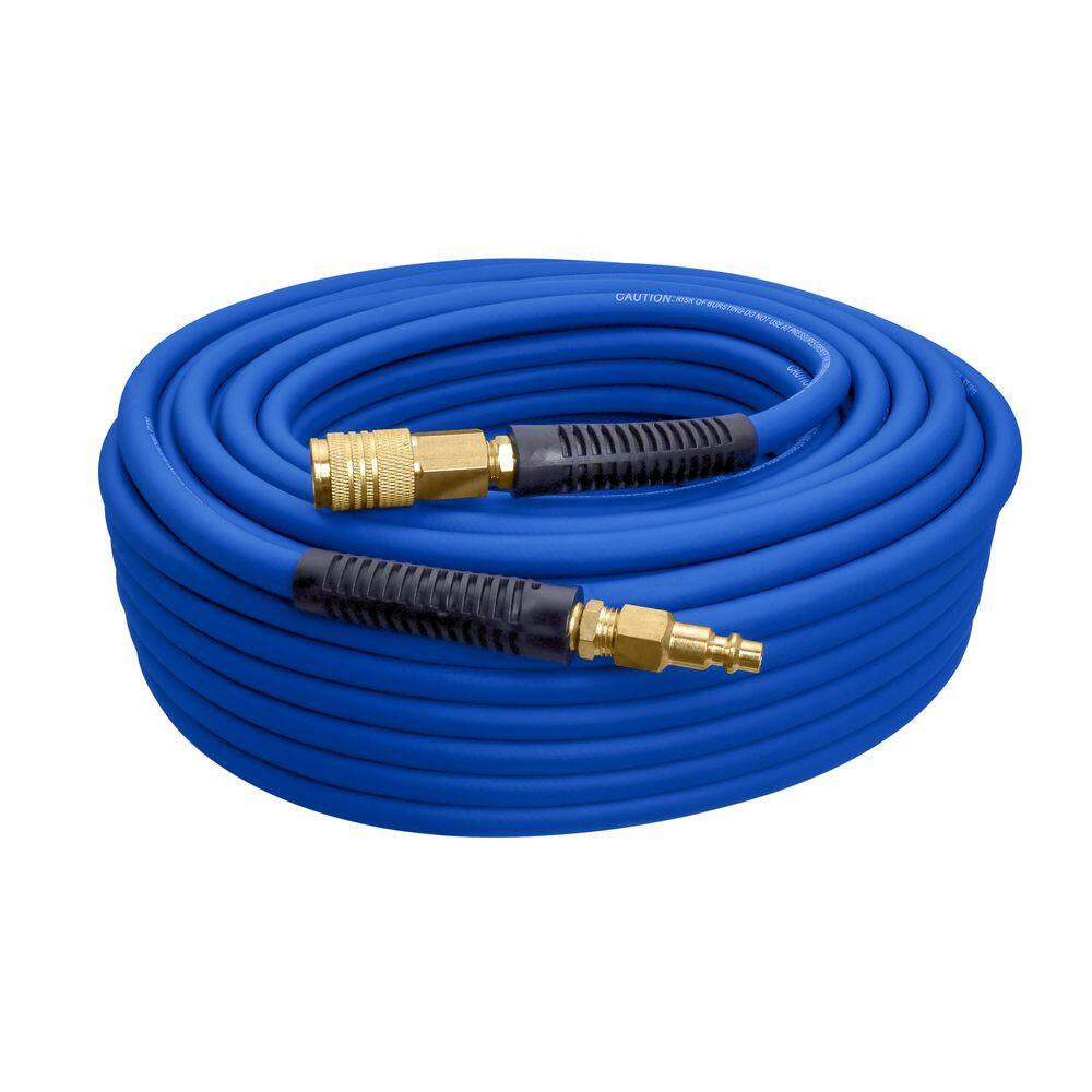 1/4 In. X 50 Ft. PVC / Rubber Hybrid Air Hose with Brass 1/4 In. NPT Industrial Fitting and Universal Coupler