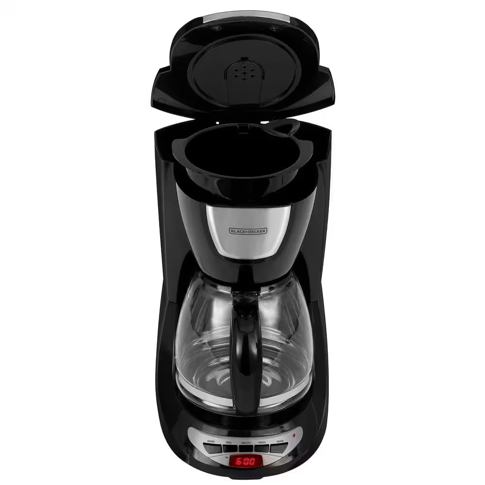 12-Cup Programmable Black Drip Coffee Maker with Glass Carafe, Built-In Timer and Automatic Shut-Off