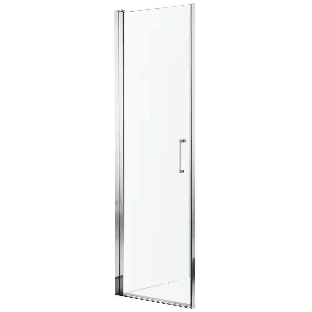 Lancer Series 23.4 In. X 72 In. H Hinged Frameless Shower Door in Polished Chrome with Tsunami Guard Tempered Glass