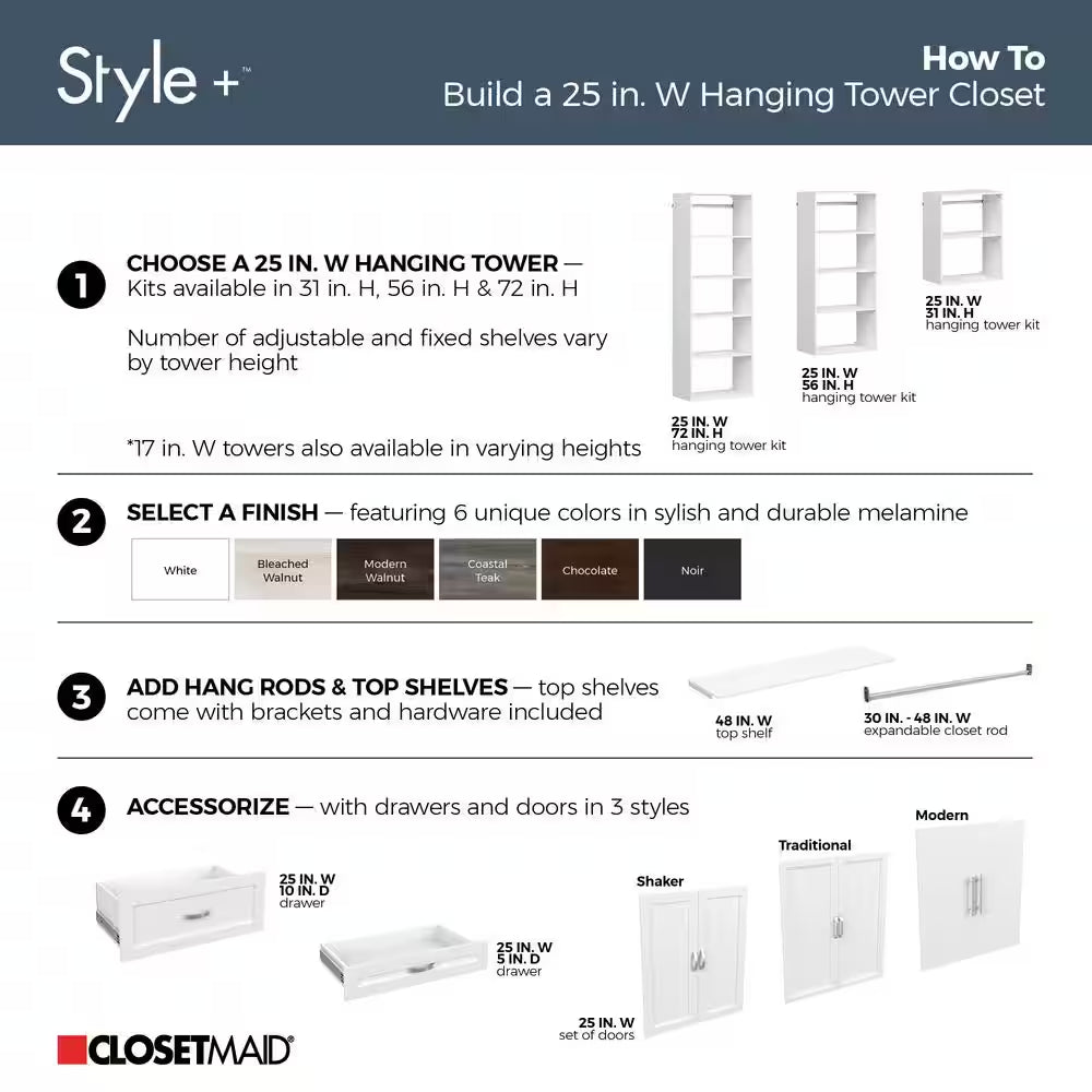 Style+ 14.59 In. D X 25.12 In. W X 31.28 In. H White Laundry Room Floating Cabinet Kit with Modern Doors