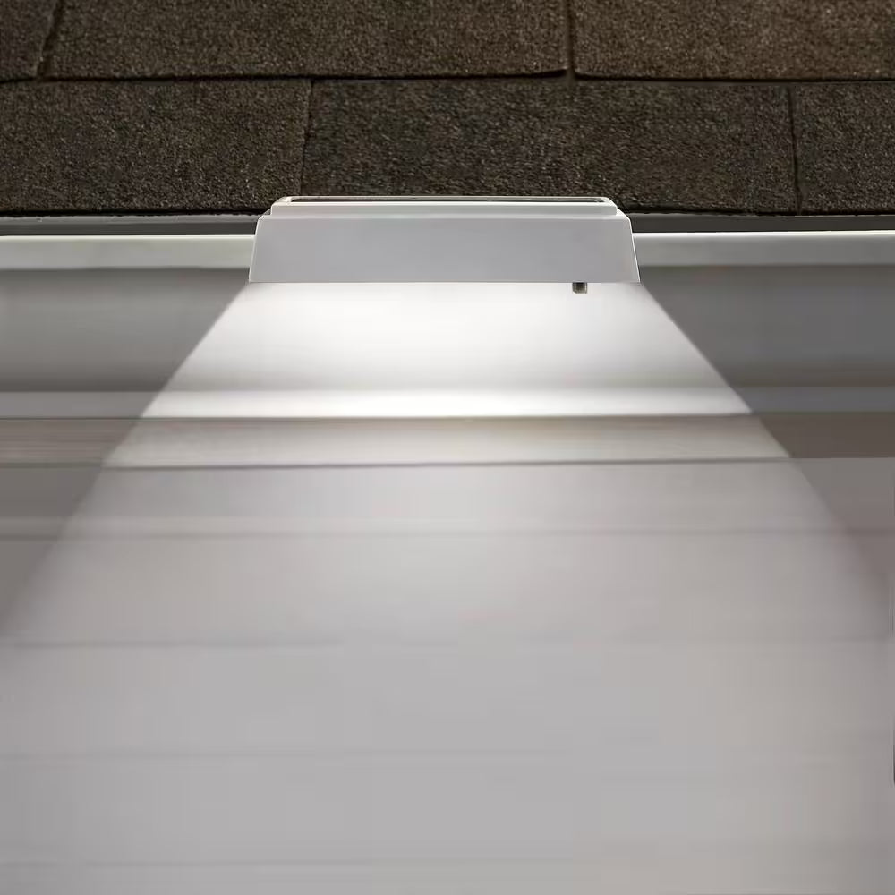 20 Lumen White LED Weather Resistant Outdoor Solar Gutter Landscape Flood Light (2-Pack)