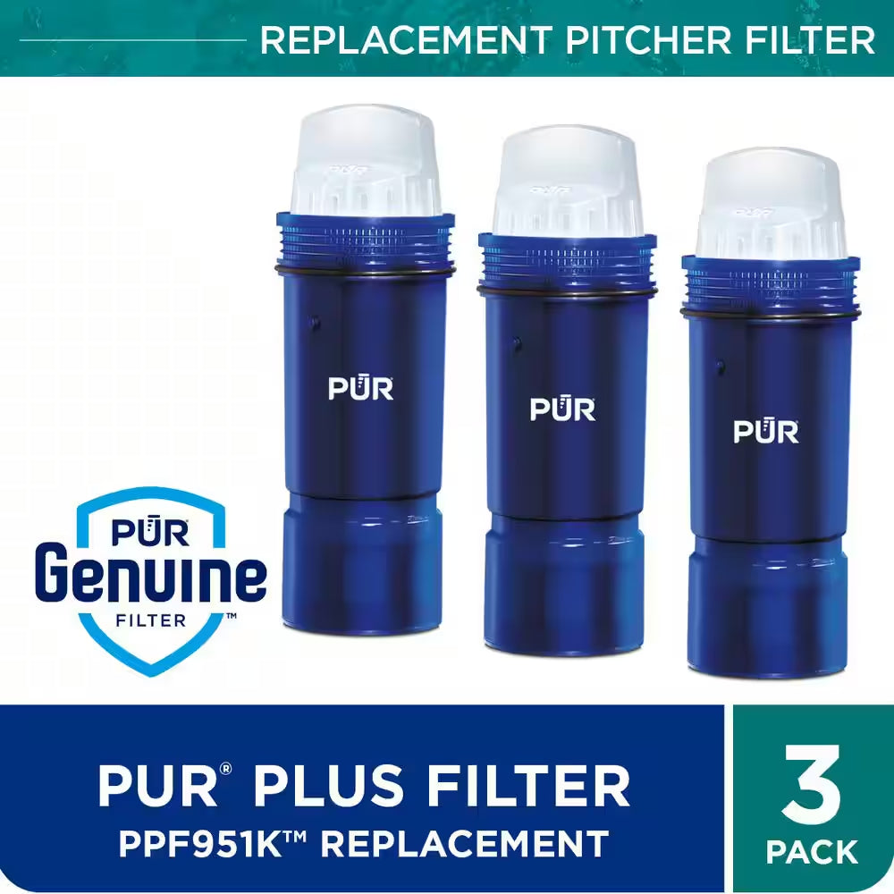 PLUS Water Pitcher Replacement Filters with Lead Reduction Water Filter Cartridge (3-Pack)