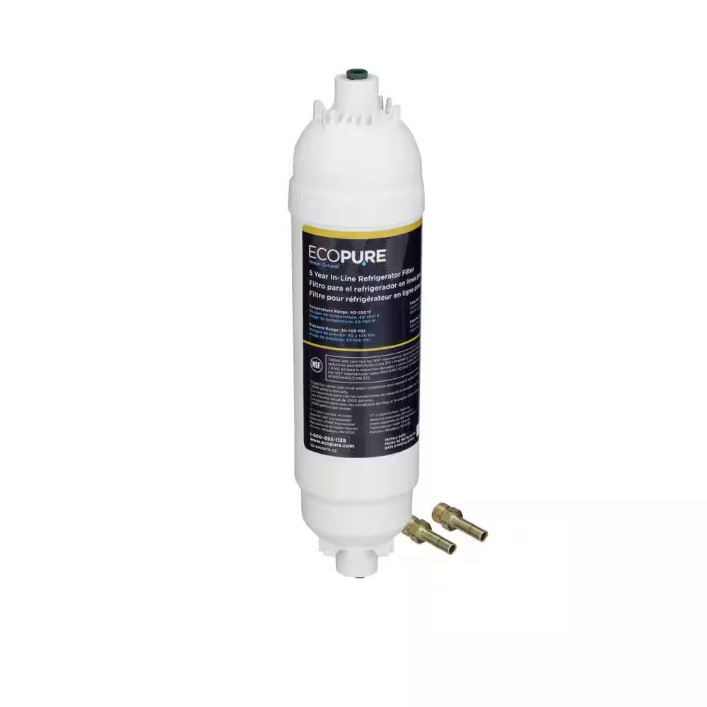 5-Year In-Line Refrigerator Water Filter - Includes Both 1/4 In. Compression and Push to Connect Fittings