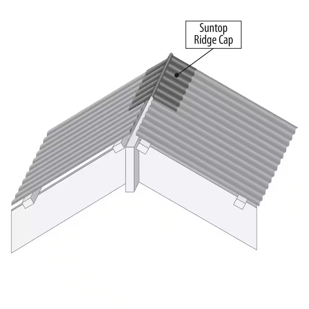 4 Ft. Polycarbonate Ridge Cap Flashing in Castle Gray