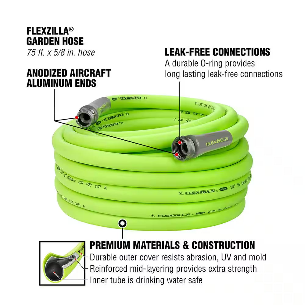 5/8 In. X 75 Ft. Garden Hose with 3/4 In. GHT Fittings