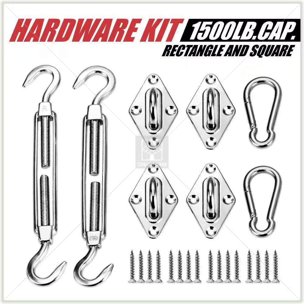 Stainless Steel Square/Rectangle Sun Shade Sail Canopy Hardware Installation Kit