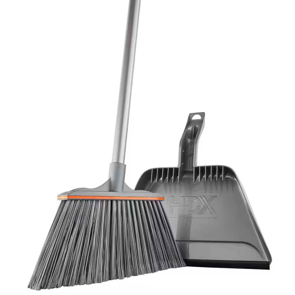 15 In. Angle Broom and Step-On Dustpan Set