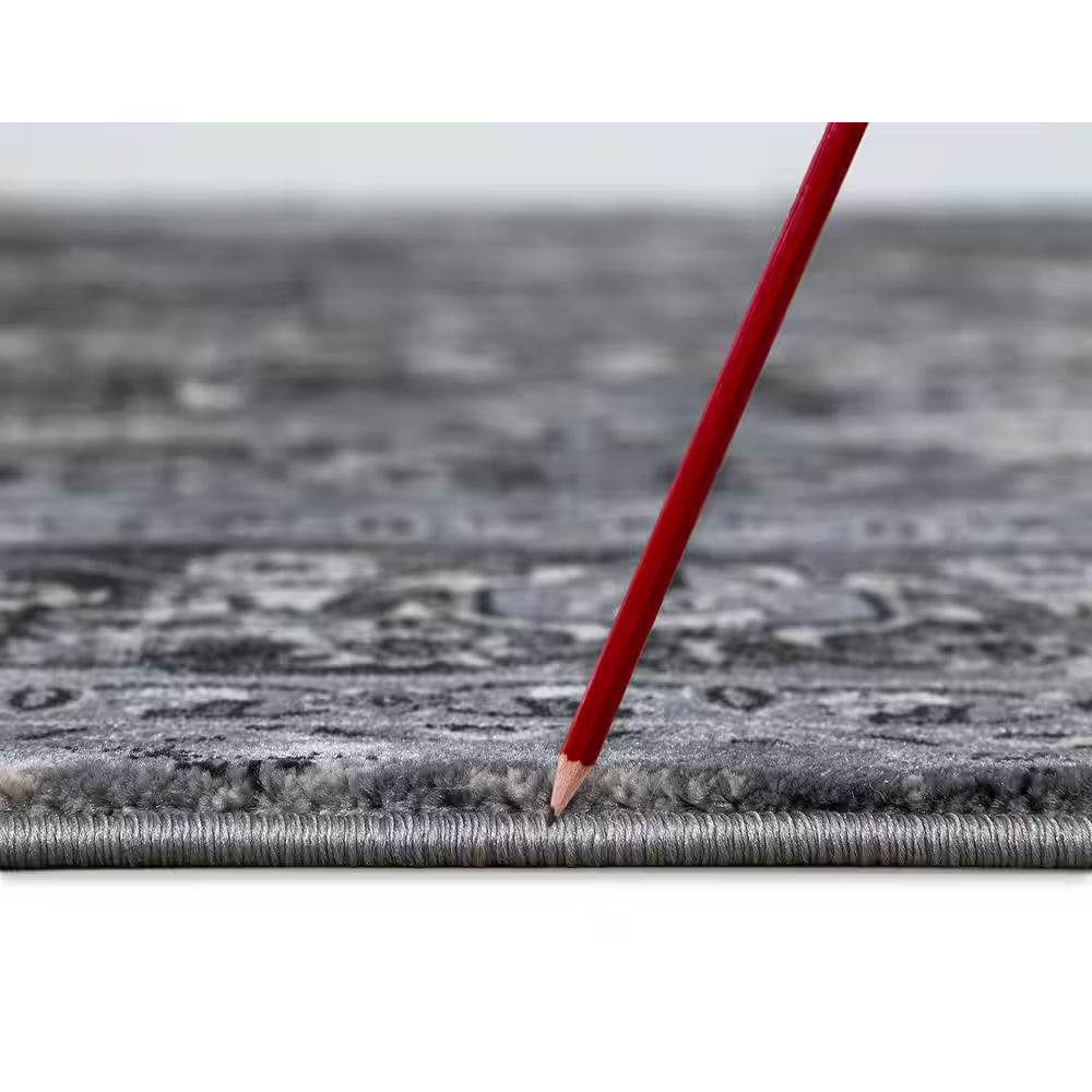 Angora Medallion Anthracite 2 Ft. X 7 Ft. Rectangle Indoor Runner Rug