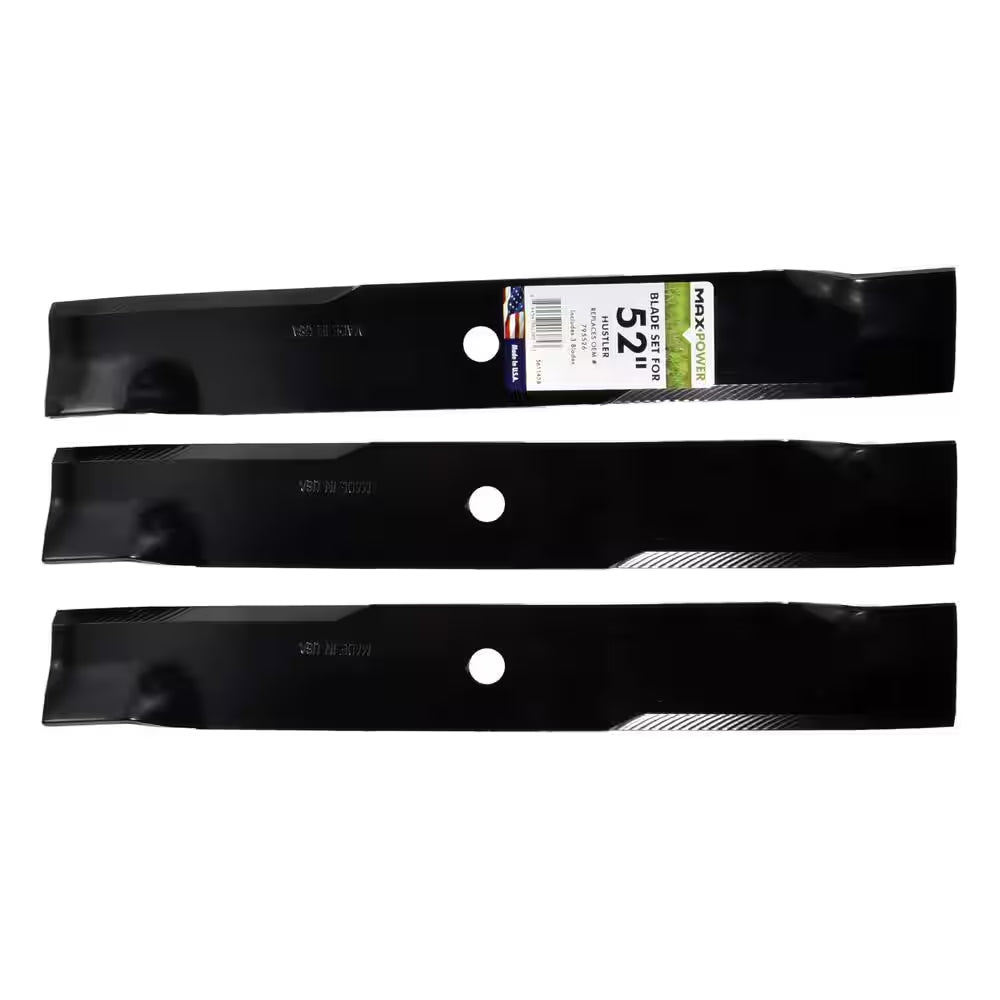 3 Blade Set for Many 52 In. Cut Hustler Mowers Replaces OEM #'S 795526, 603995, 783753 and Dixie Chopper 30227-52X