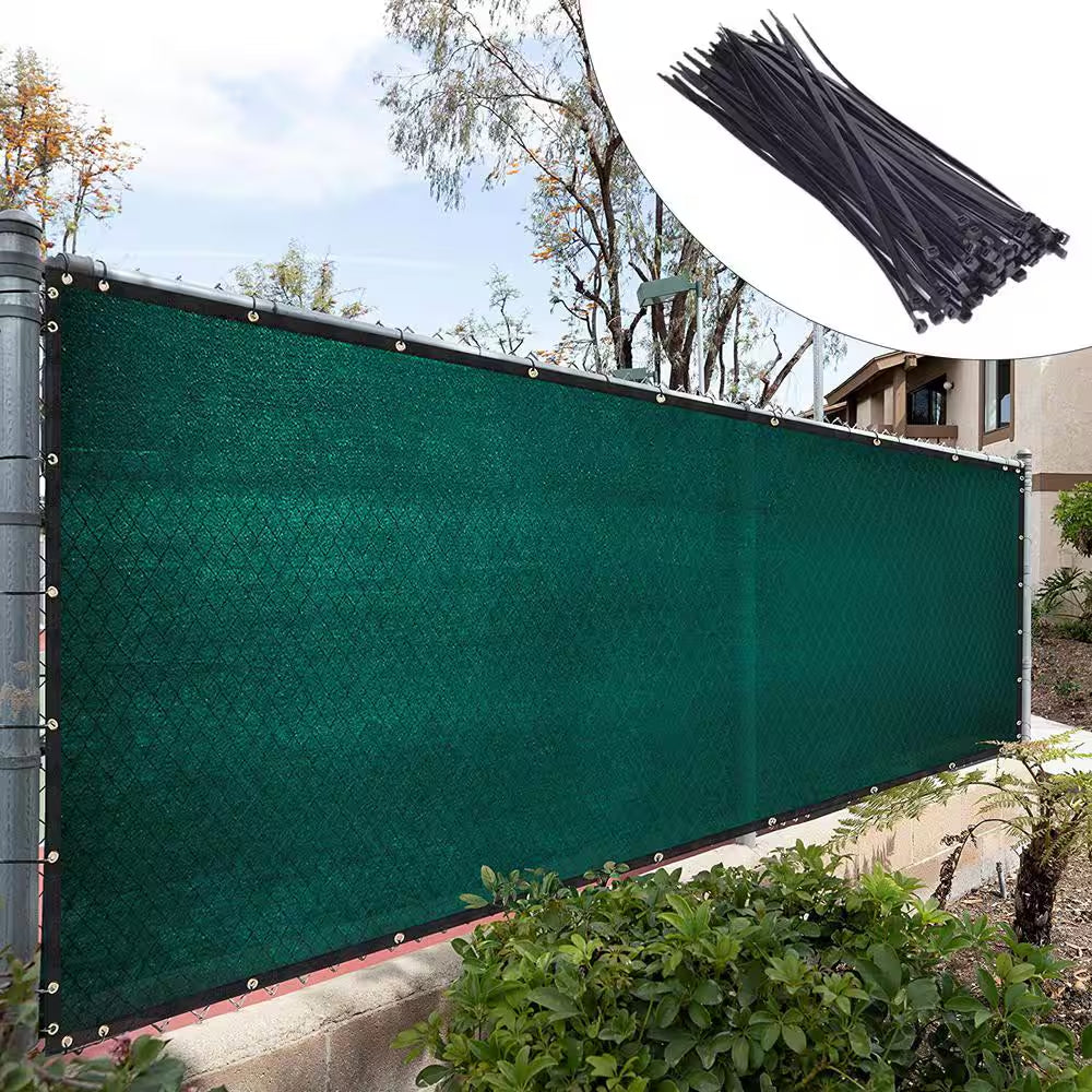 6 Ft. X 50 Ft. Black Plastic Mesh Fabric Privacy Fence Screen with Perimeter Stitched Edges and Grommets