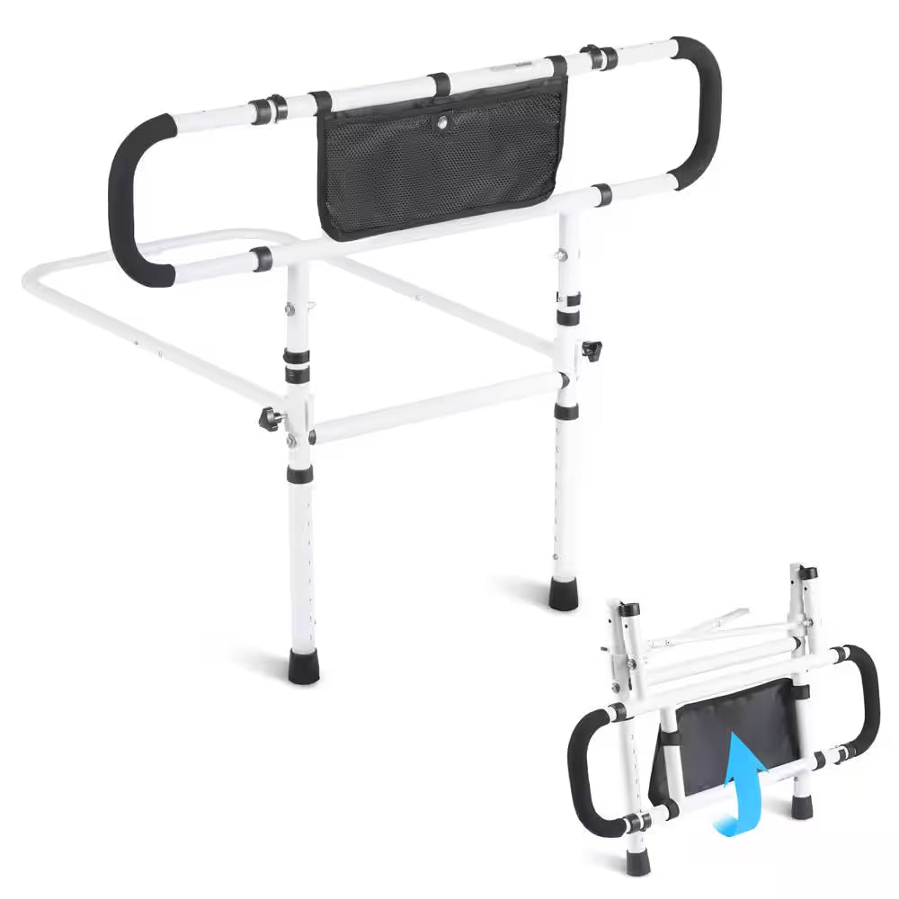 Bed Assist Rail 180° Foldable 450 Lbs. Loading Bed Side Rails with 4-Level Handle for Elderly Adults Senior Patient Care