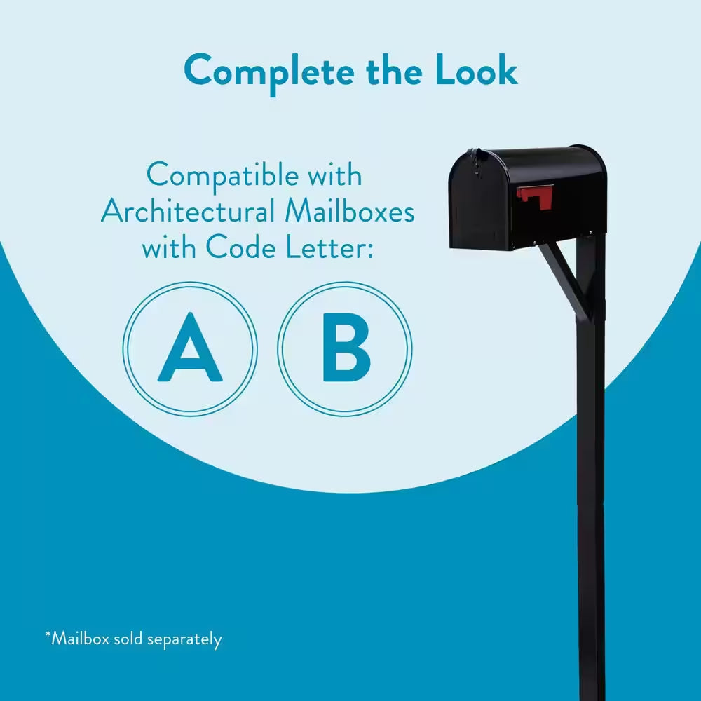 Steel Drive-In, Top Mount, Mailbox Post Kit, Black