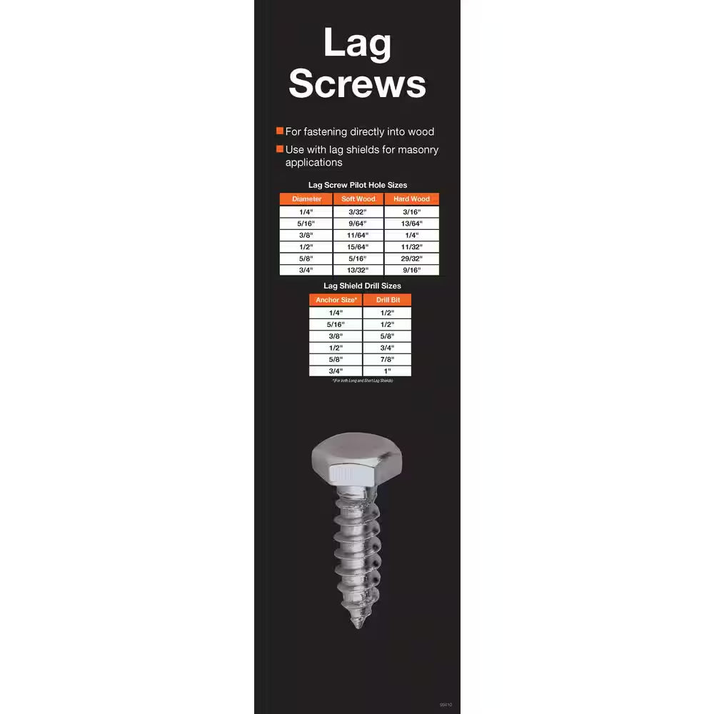 5/16 In. X 2-1/2 In. Hex Zinc Plated Lag Screw