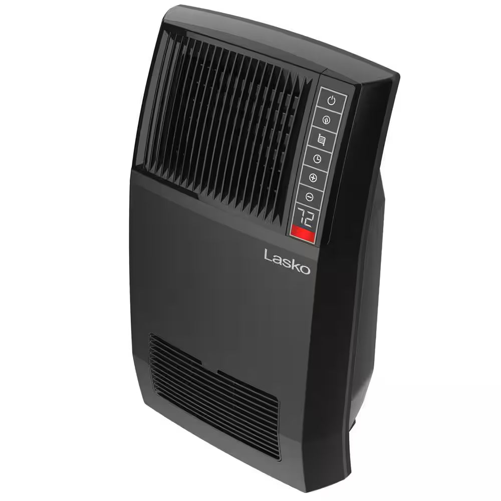 1500-Watt 20 In. Black Electric Console Ceramic Space Heater with Tip-Over Switch, Adjustable Louvers, Timer, Remote