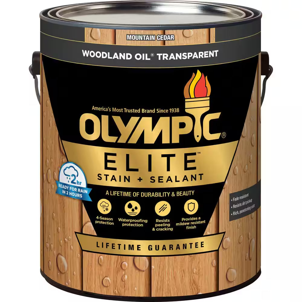 Elite 1 Gal. Mountain Cedar Woodland Oil Transparent Stain and Sealer in 1-Low VOC