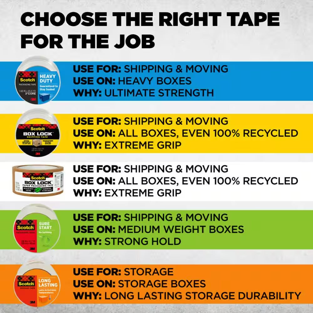1.88 In. X 66.7 Ft. Heavy Duty Shipping Packaging Tape (6-Pack with Dispenser)