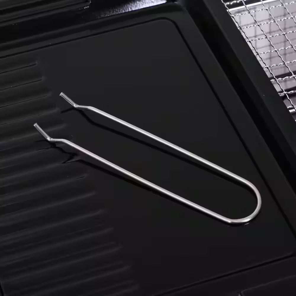 Portable Folding Charcoal BBQ Grill in Silver Stainless Steel Camp Picnic Cooker with a Large Non-Stick Cooking Space