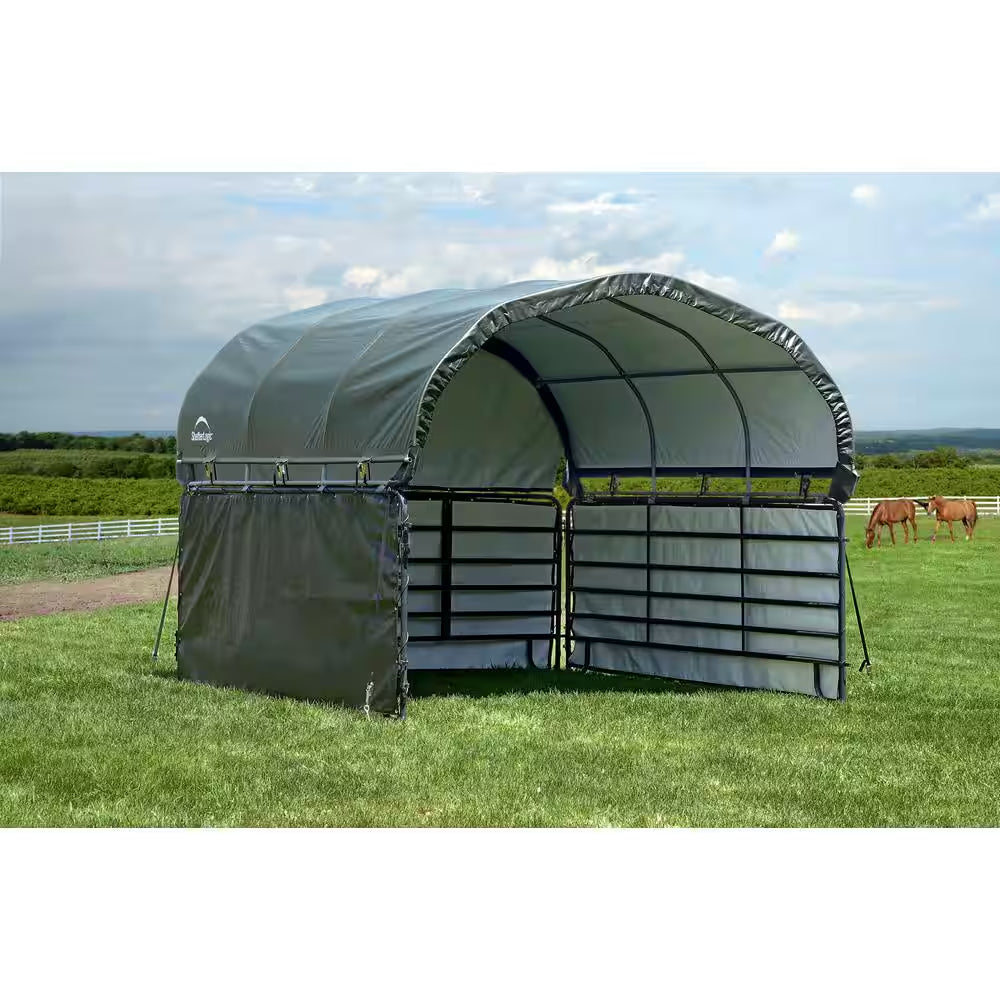 12 Ft. D X 12 Ft. W Enclosure Kit for Corral Shelter in Green with Uv-Treated, Heat-Sealed Panels
