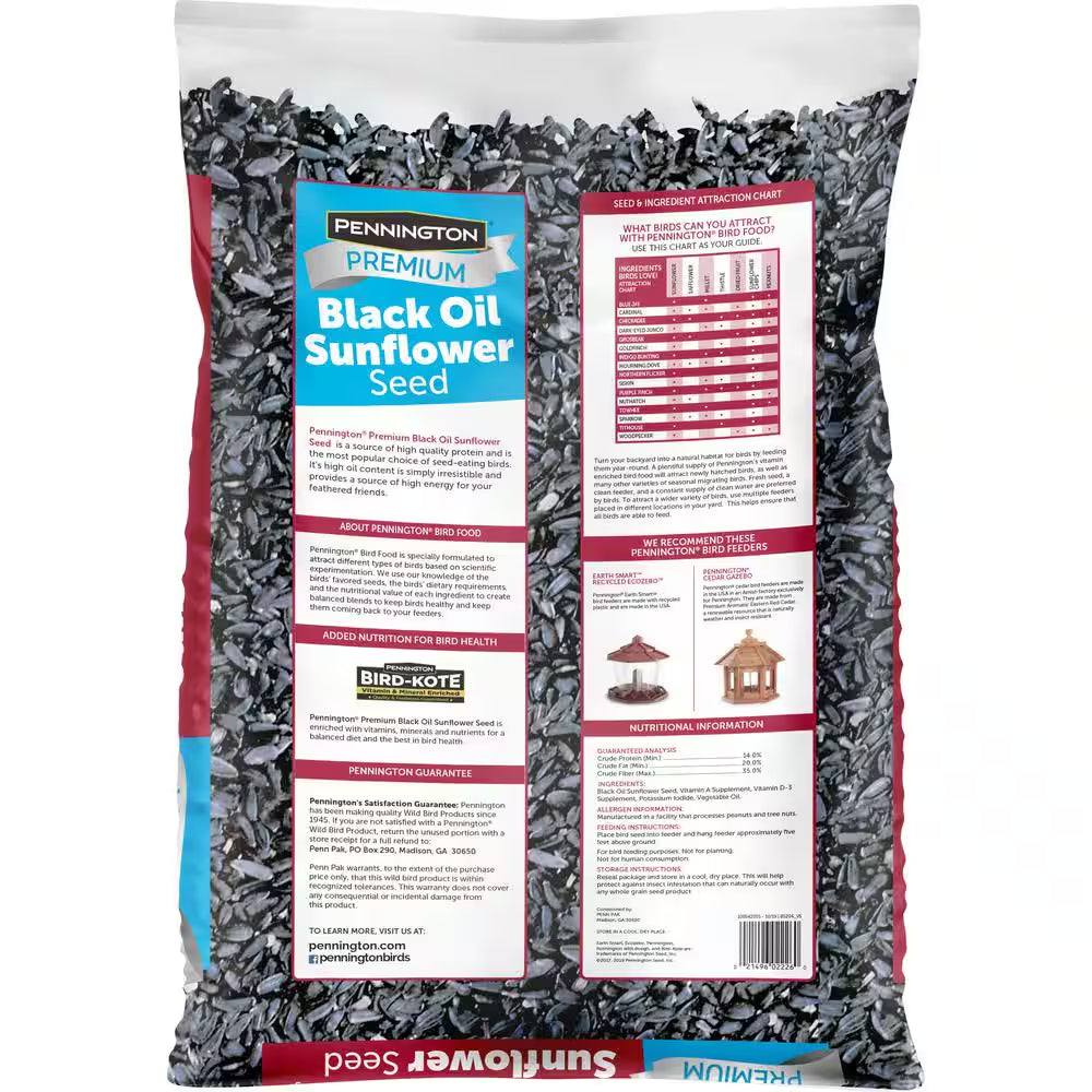 Premium 10 Lb. Black Oil Sunflower Bird Seed Food