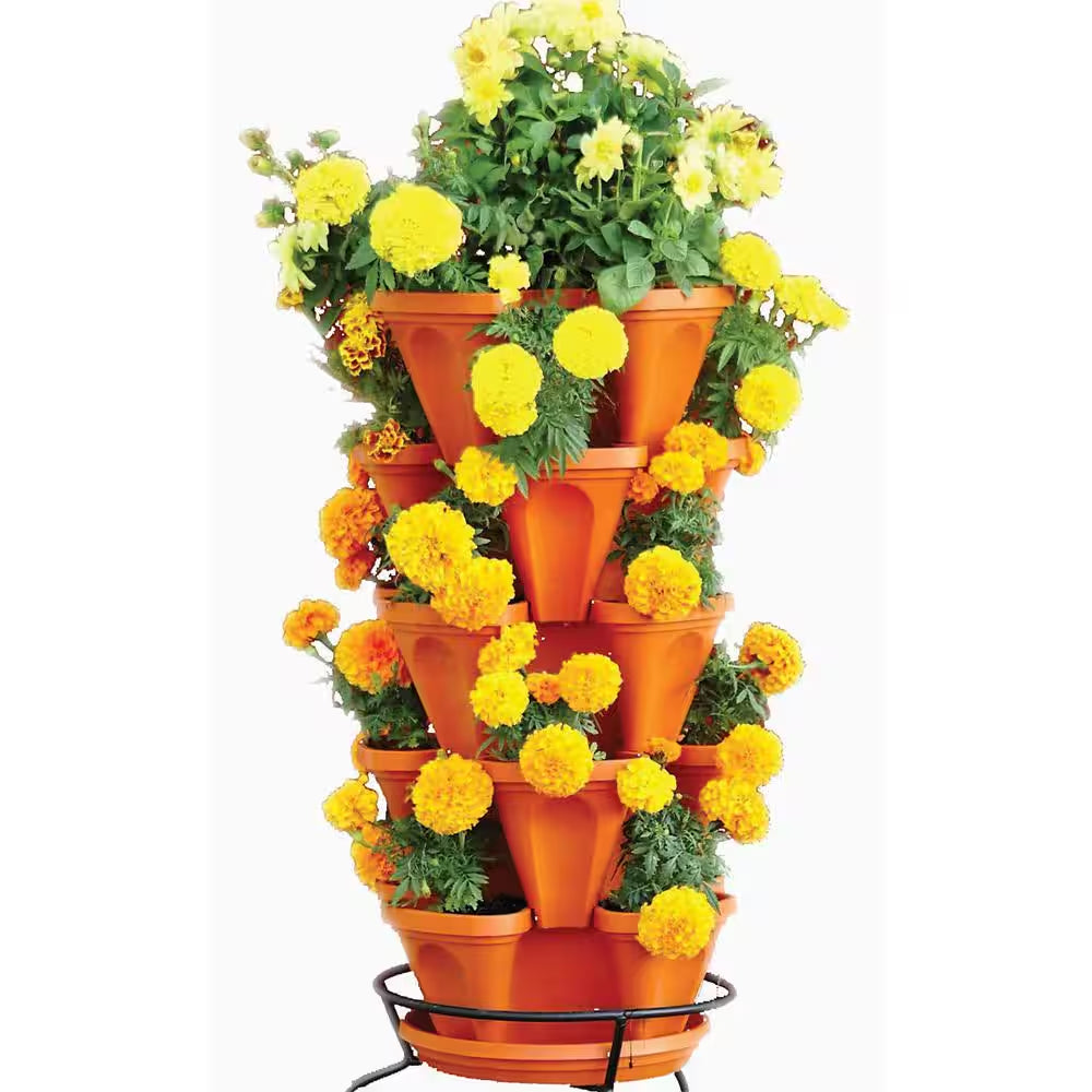 12 In. X 5.5 In. Terracotta Plastic Vertical Stackable Planter (5-Pack)