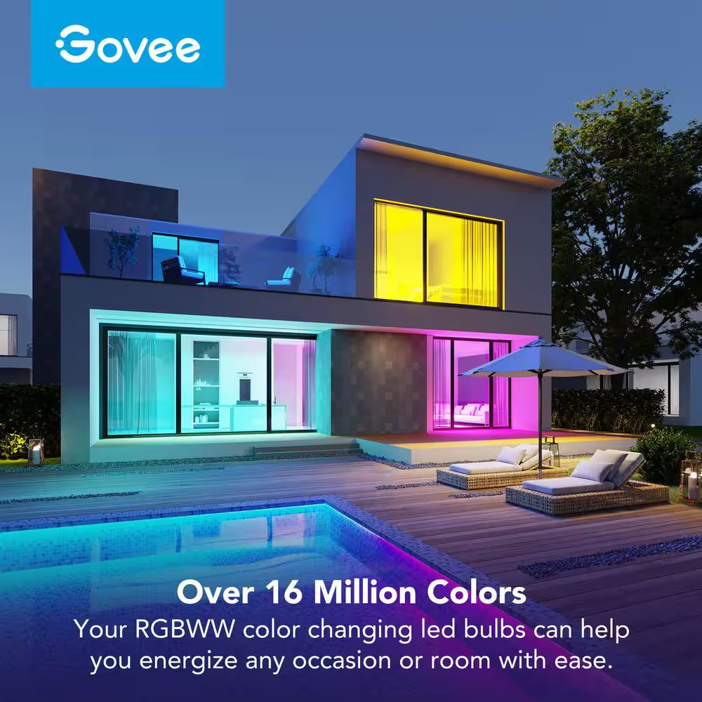 RGBIC Smart Integrated LED 24.6 Ft. Strip Light with 36 Watt Equivalent RGBWW Smart Light Bulb