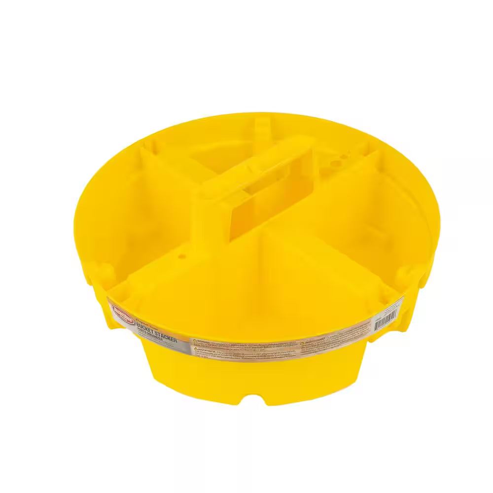 10.25 In. 4-Compartment Bucket Stacker Small Parts Organizer for Bucket Storage in Yellow