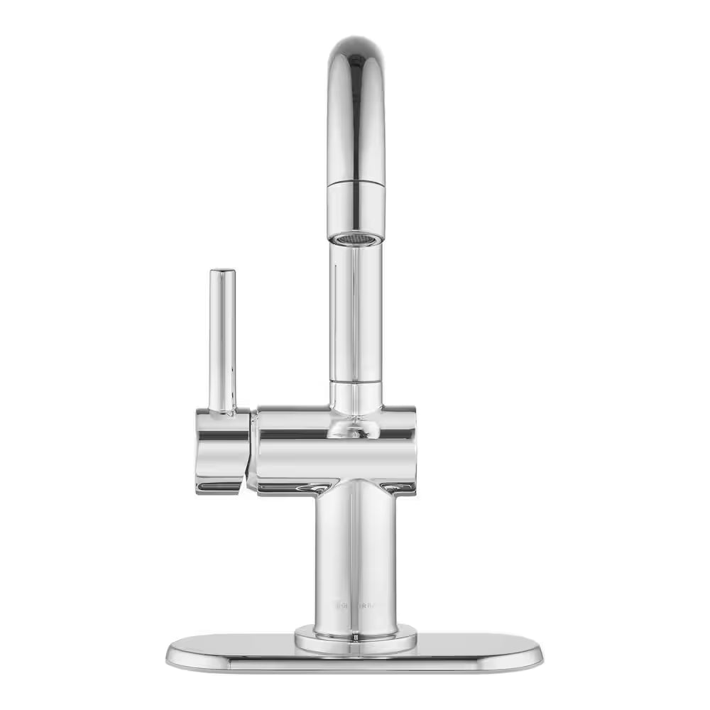 Dorind Single Hole Single-Handle Deck Mount High-Arc Bathroom Faucet in Polished Chrome