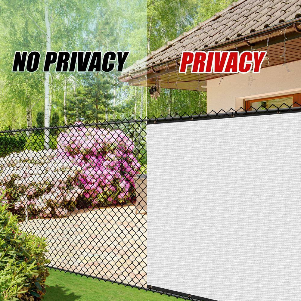 3 Ft. X 10 Ft. White Privacy Fence Screen Mesh Fabric Cover Windscreen with Reinforced Grommets for Garden Fence