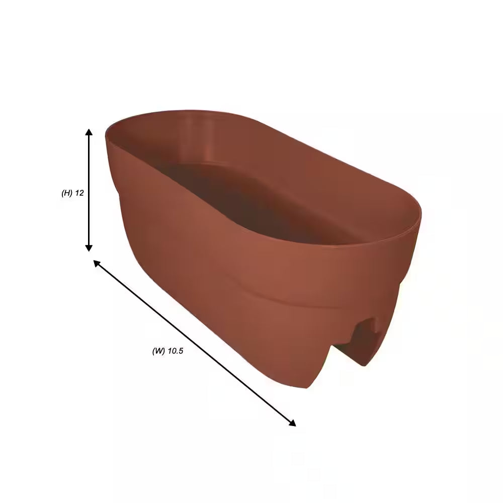 Bloomers Series 24 In. W X 12 In. H Terra Cotta Resin Deck and Porch Rail Planter