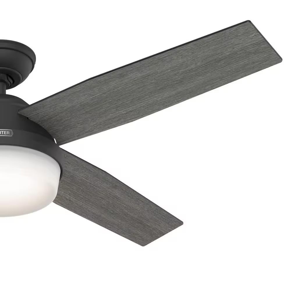 Dempsey 52 In. Indoor Matte Black Ceiling Fan with Remote and Light Kit Included