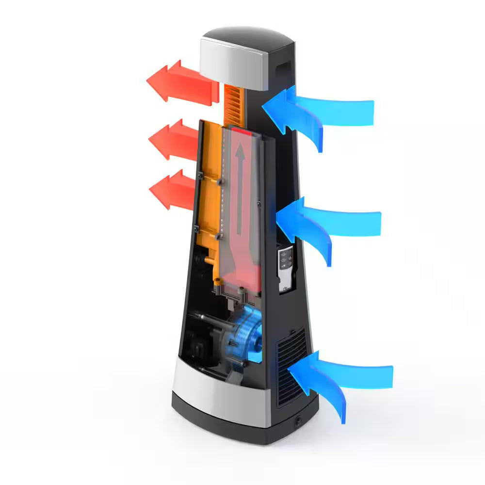 Bladeless 27 In. 1500-Watt Electric Oscillating Tower Space Heater with Digital Display and Remote Control