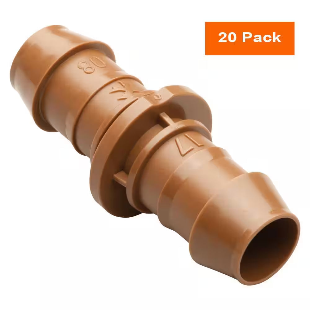 1/2 In. Barbed Couplings for Drip Tubing, Brown (20-Pack)