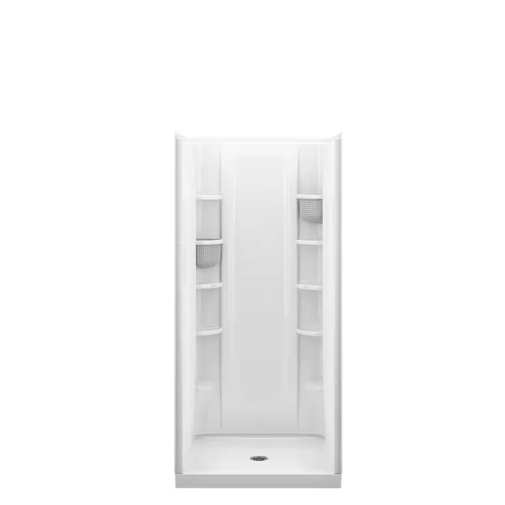STORE+ 36 In. X 76 In. 1-Piece Direct-To-Stud Alcove Shower Back Wall in White