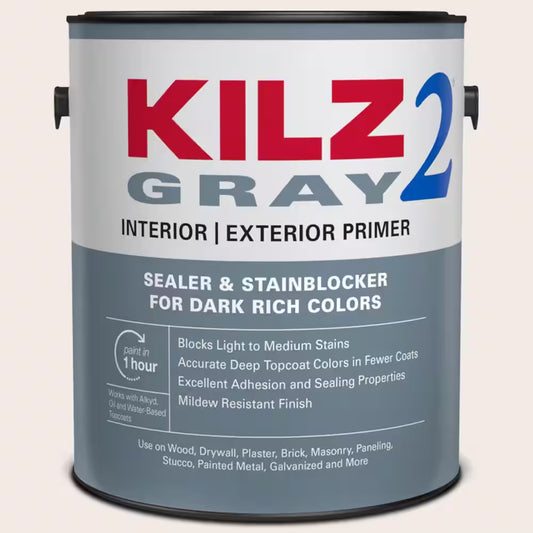 2 ALL PURPOSE 1 Gal. Gray Interior/Exterior Multi-Surface Primer, Sealer, and Stain Blocker