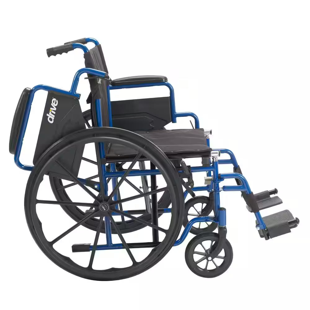 Blue Streak Wheelchair with Flip Back Desk Arms, 20 In. Seat and Swing-Away Footrests