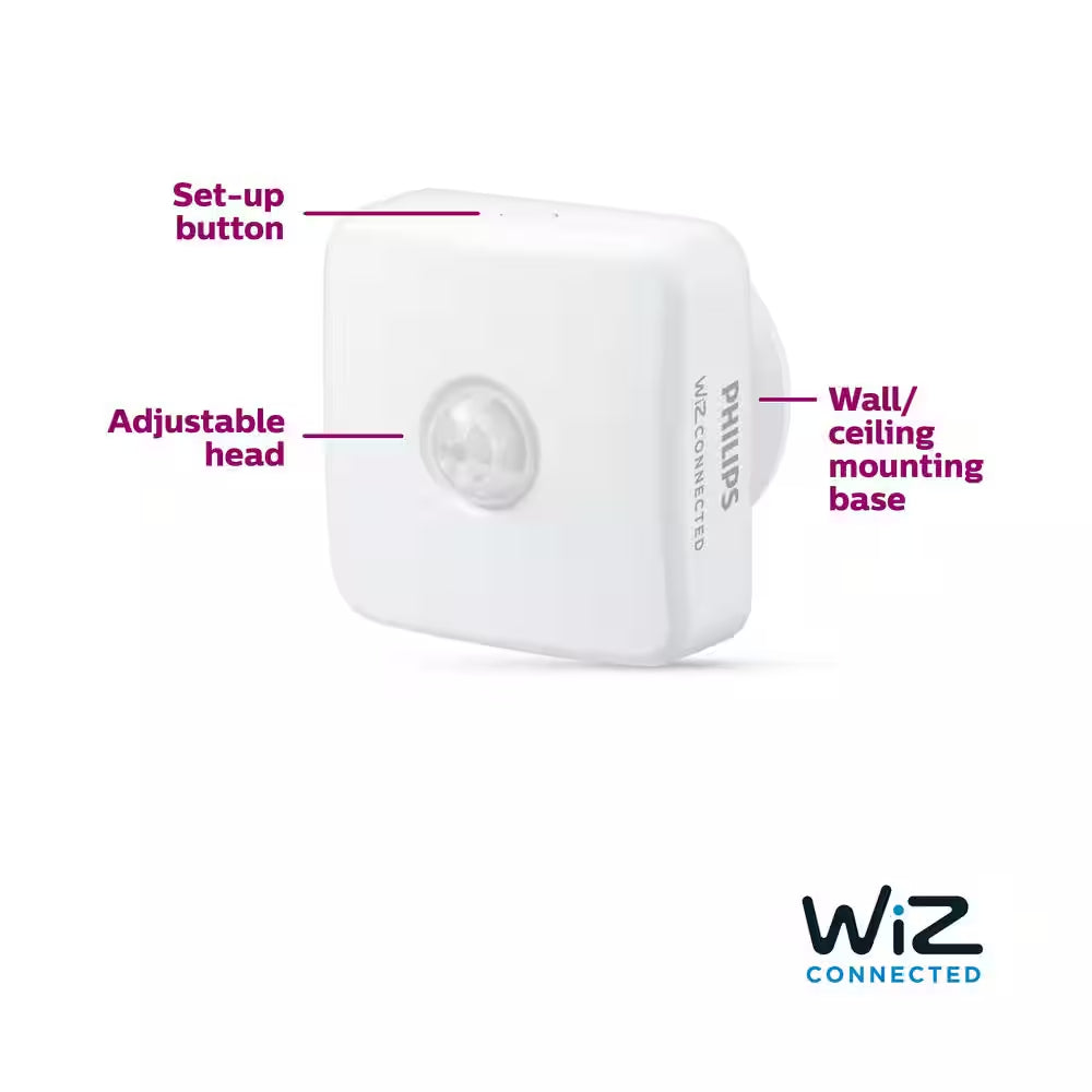 60-Watt Equivalent A19 LED Smart Wi-Fi Color Changing Smart Light Bulb Powered by Wiz & Motion Sensor (1-Pack)