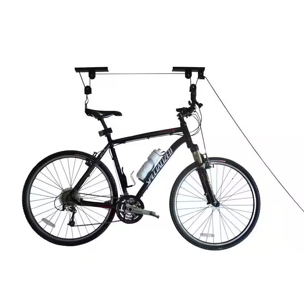 Black 1-Bike Hoist Garage Bike Rack